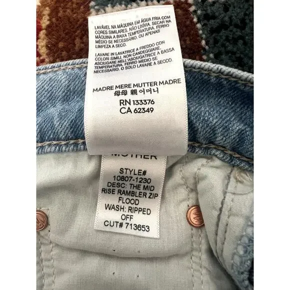 Mother Superior Mid Rise Rambler Zip Flood Jeans Ripped Off Size 27 - Picture 10 of 11